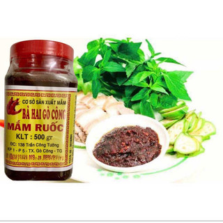 Mắm ruốc bà hai đặc sản gò công thơm ngon đậm vị , vừa chấm trái cây vừa chế biến nhiều món ăn ngon hủ 500g