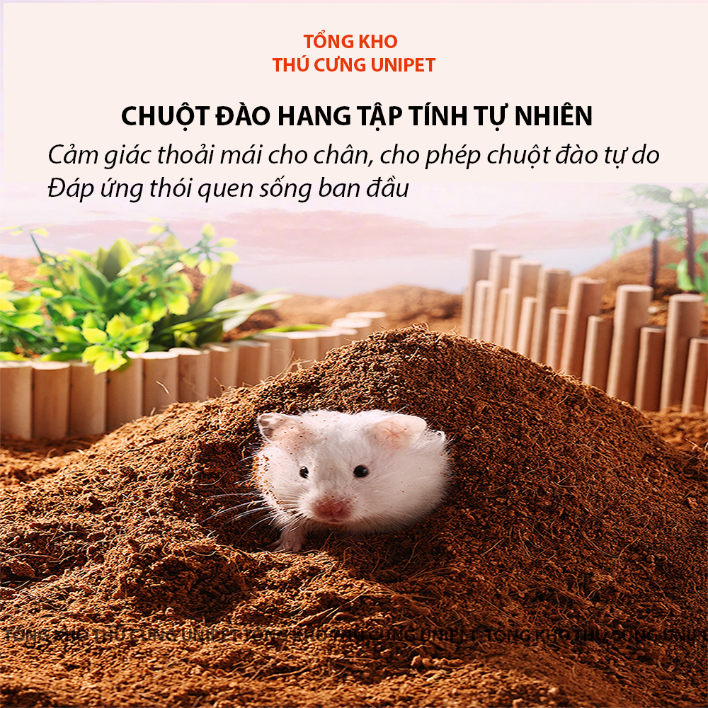 Mùn dừa lót chuồng chuột hamster, Rùa, bò sát, thú cưng nhỏ hãng BUCATSTATE đào hang trang trí cảnh quan gói 500gr