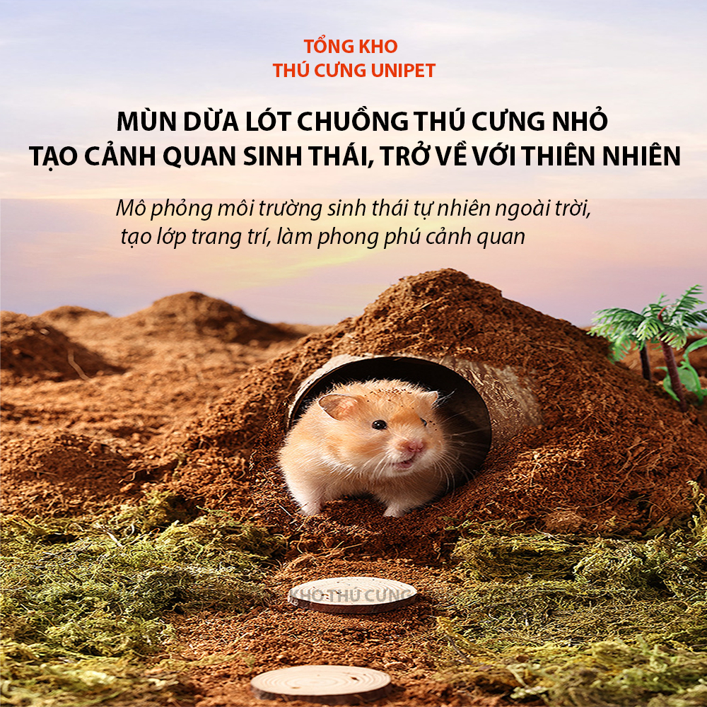 Mùn dừa lót chuồng chuột hamster, Rùa, bò sát, thú cưng nhỏ hãng BUCATSTATE đào hang trang trí cảnh quan gói 500gr