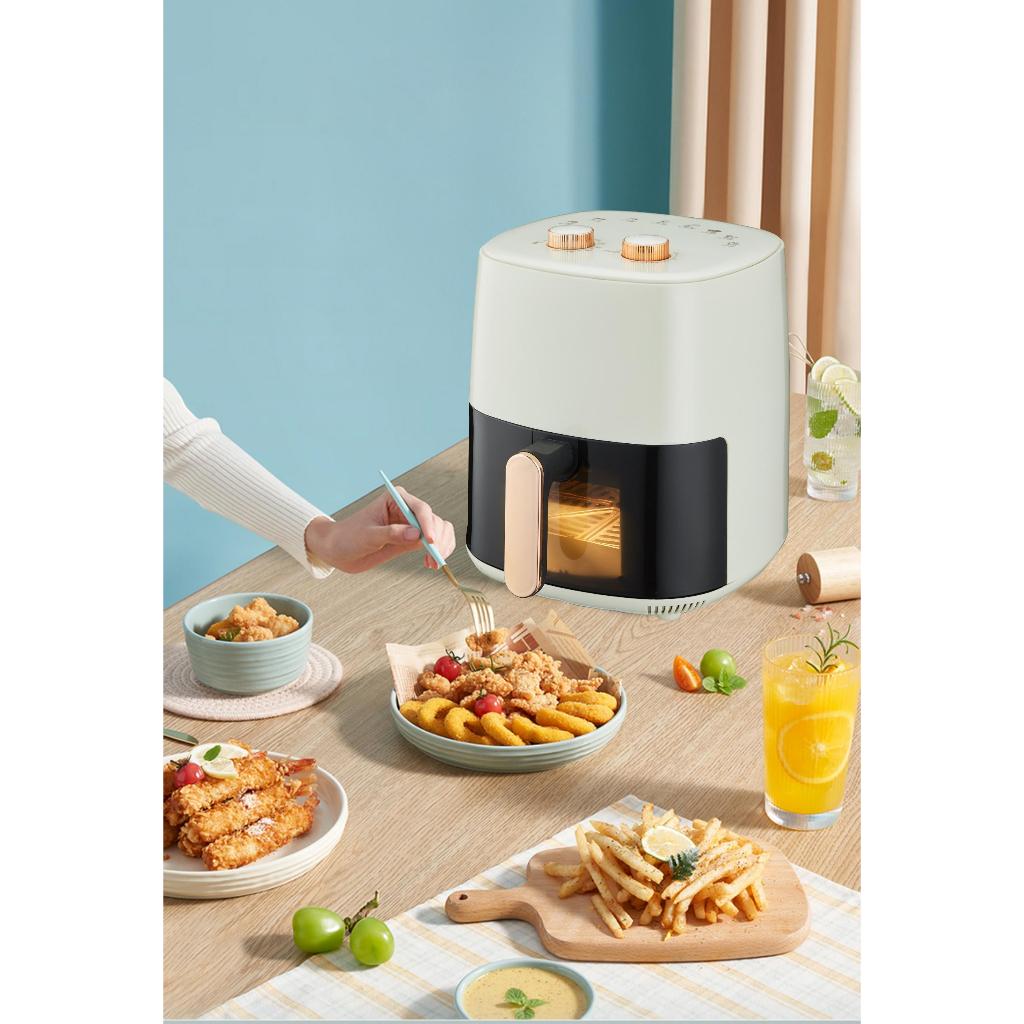 Nồi Chiên Không Dầu Màu Trắng Công Nghệ Chiên 3D Giúp Thức Ăn Chiên Giòn Nhanh Chóng