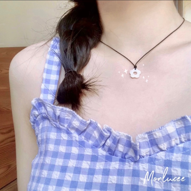 Vòng cổ vintage charm hoa 5 cánh