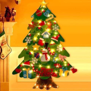 Bộ cây thông Noel treo vải nỉ tặng kèm đèn Led trang trí dịp Giáng Sinh noel
