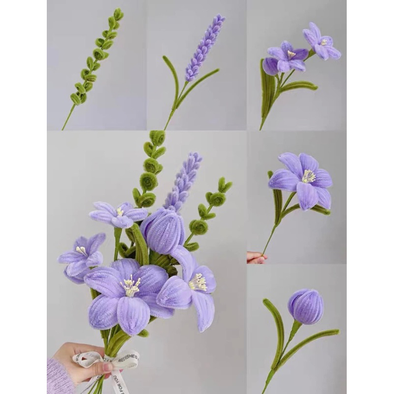 BÓ HOA KẼM NHUNG CẦM TAY