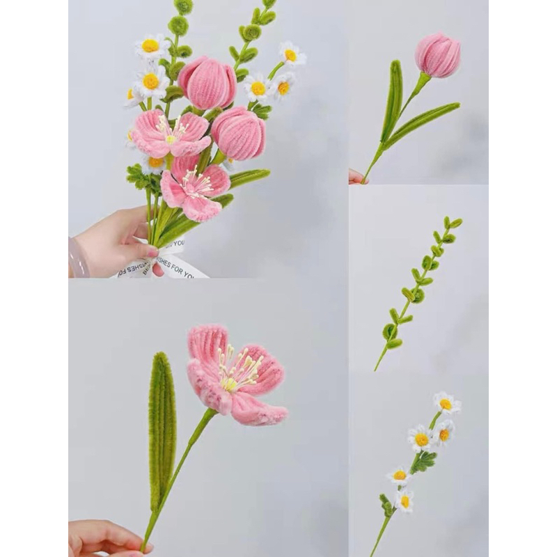 BÓ HOA KẼM NHUNG CẦM TAY