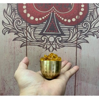 Hũ vàng bát tụ đồng 4.2cm và 50 thỏi vàng mini 1.5cm - chum vàng tài lộc