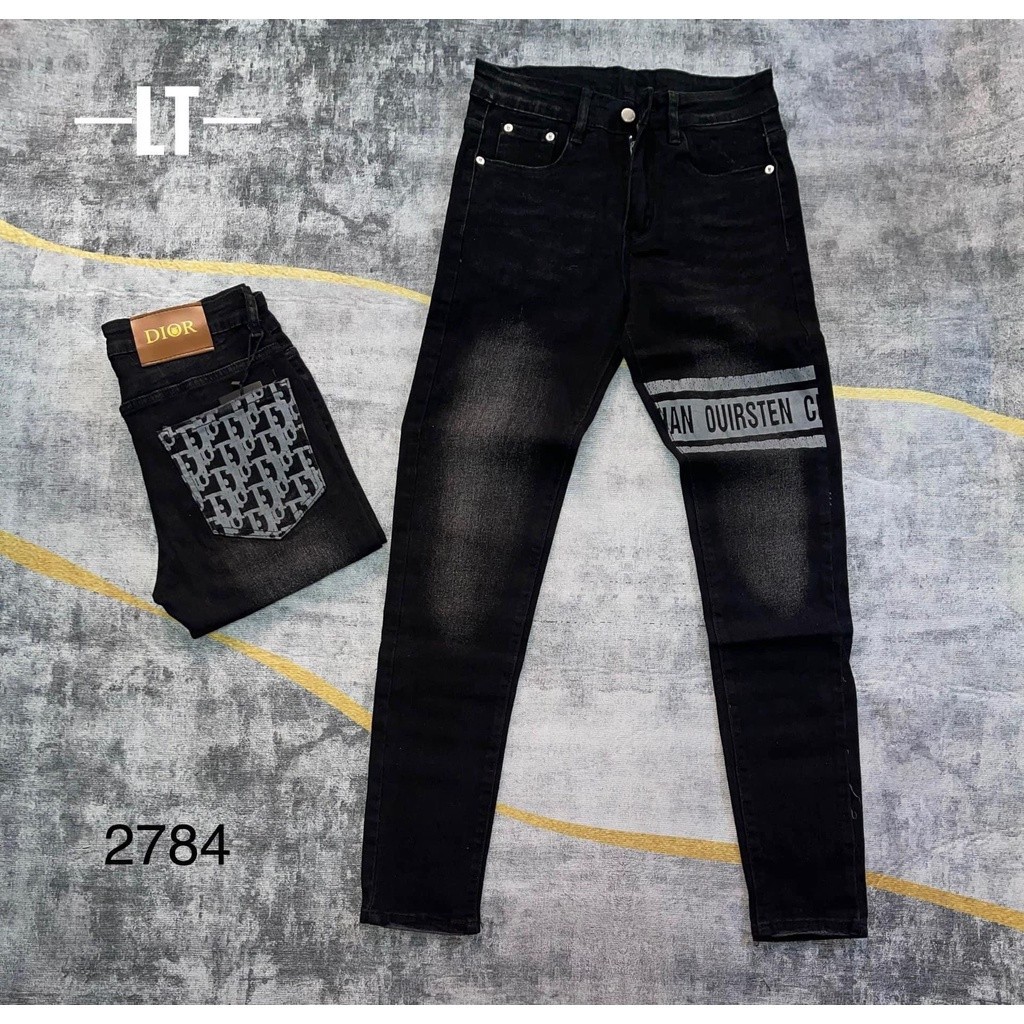 Quần jean nam đen rách cao cấp DSQ chất bò vải dày đẹp co giãn AHFASHION