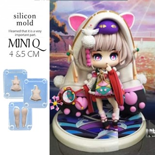 Khuôn silicone trong dẻo nặn đất sét hình nữ Q chibi 4cm