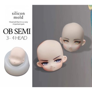 Khuôn silicone trong dẻo nặn mặt búp bê có tai
