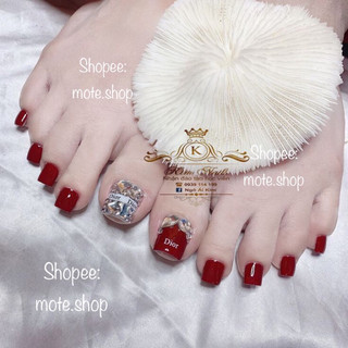 Nailbox CHÂN đỏ đô phối đá