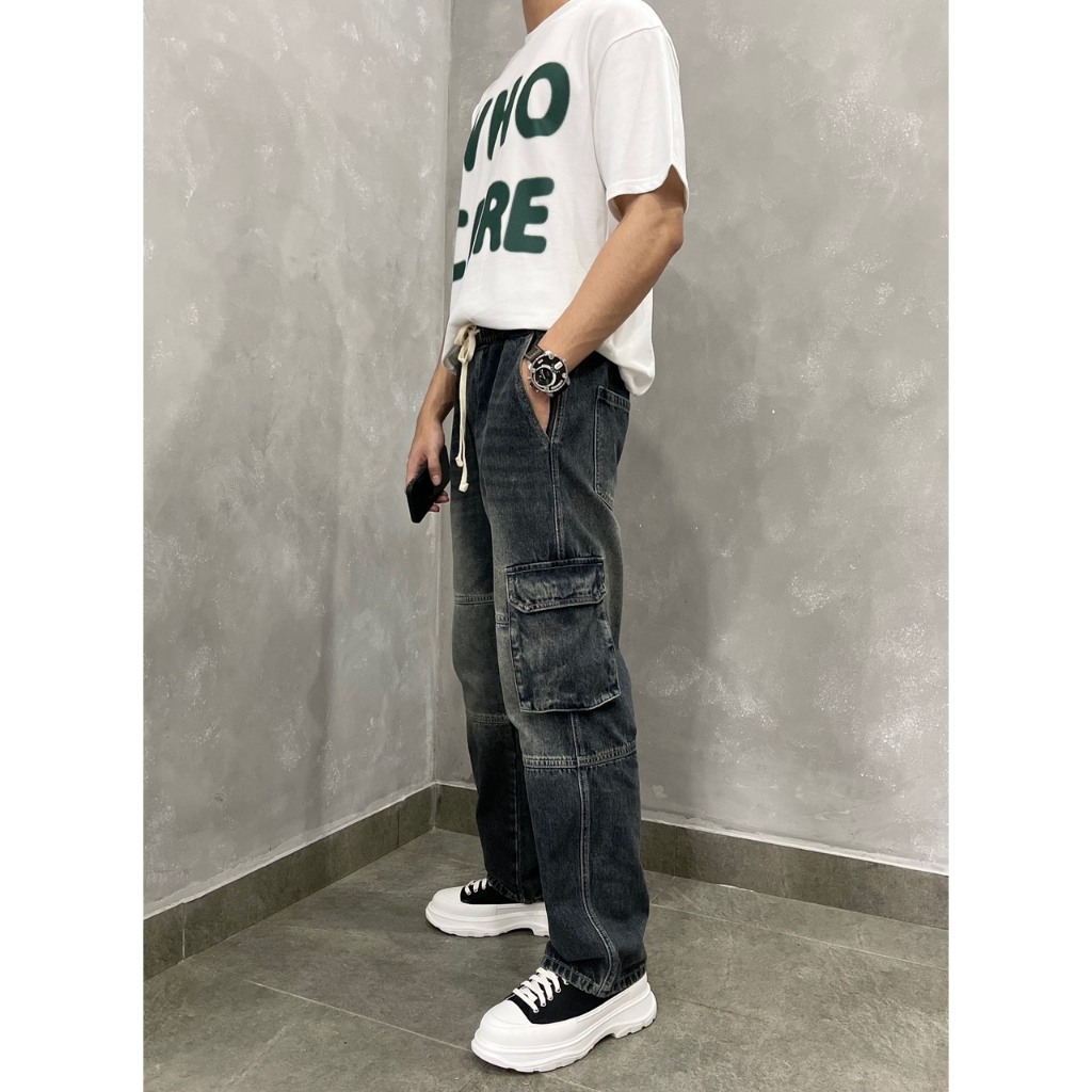 Quần Cargo Jeans Peaceout Studios P13/P14 Wash Lưng thun