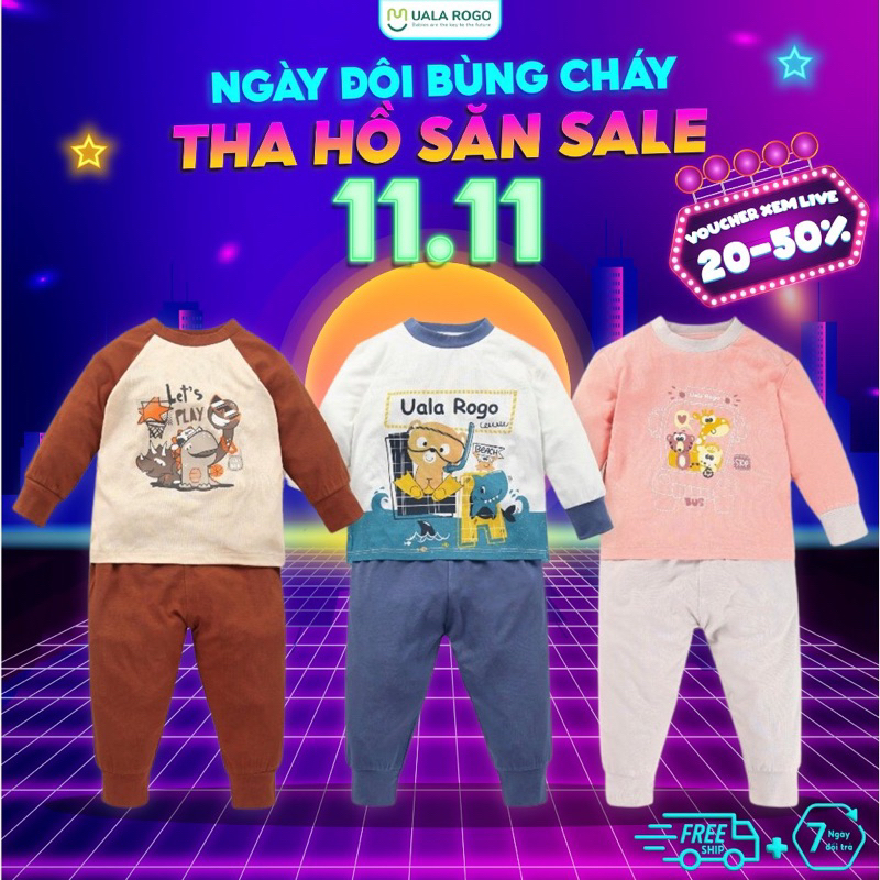 Bộ dài tay uala vải pettit dành cho từ 9-12m đến 48m