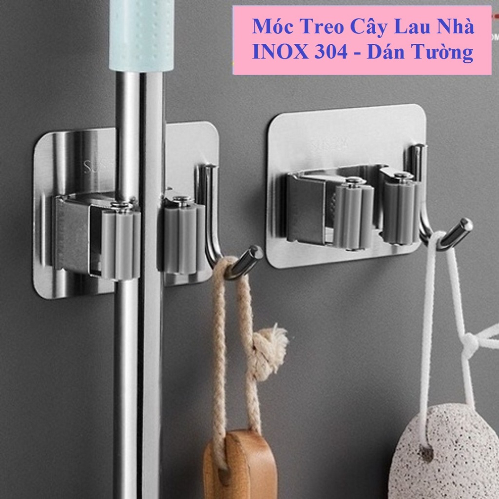 Móc Treo Cây Lau Nhà INOX 304 Dán Tường Gạch Men- OENON