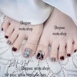 Nailbox - Móng Chân úp nails đen phối đá