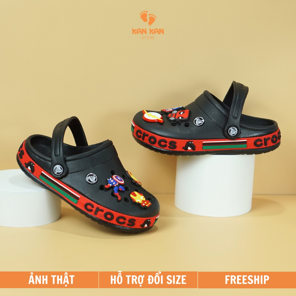 Dép Sục Người Nhện Cho Bé Trai BS00 Sục Trẻ Em Siêu Nhân Ô Tô Cross Crocs Chống Trơn Trượt Êm Chân BabyShoes