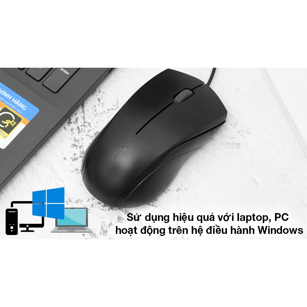 Chuột máy tính có dây Rapoo N1200 Silent - không tiếng ồn