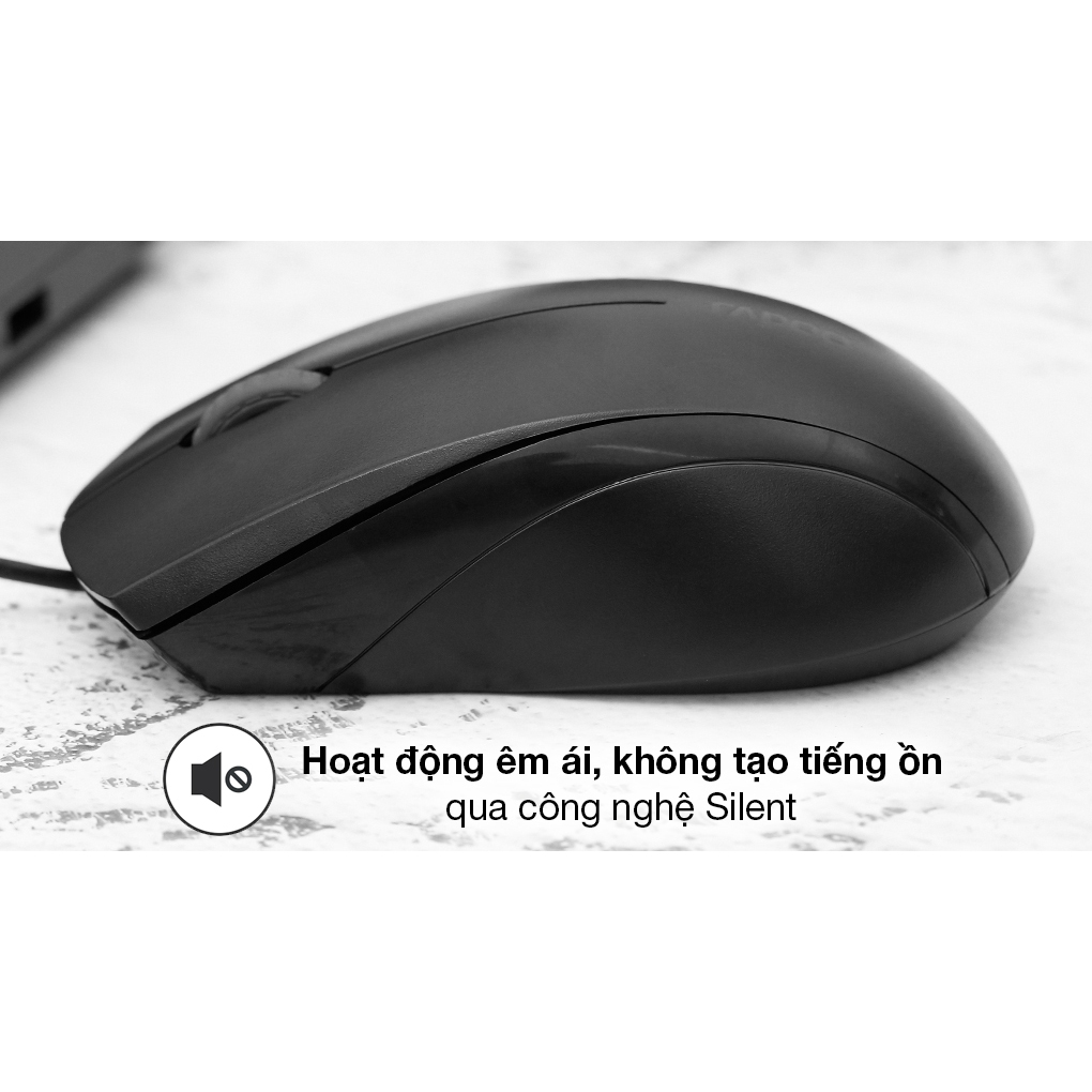 Chuột máy tính có dây Rapoo N1200 Silent - không tiếng ồn