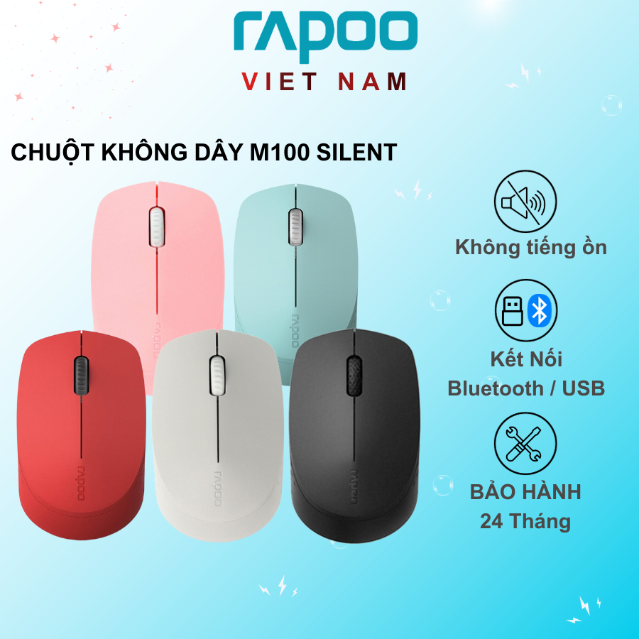 Chuột không dây RAPOO M100 Silent Bluetooth + Wireless 2.4Ghz ( 2 chế độ kết nối )