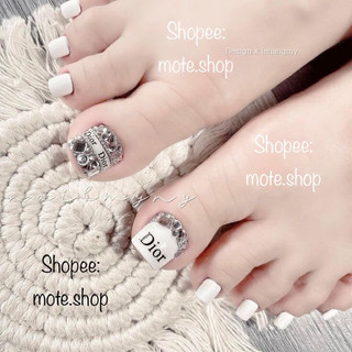 Nailbox CHÂN màu trắng phối đá lấp lánh