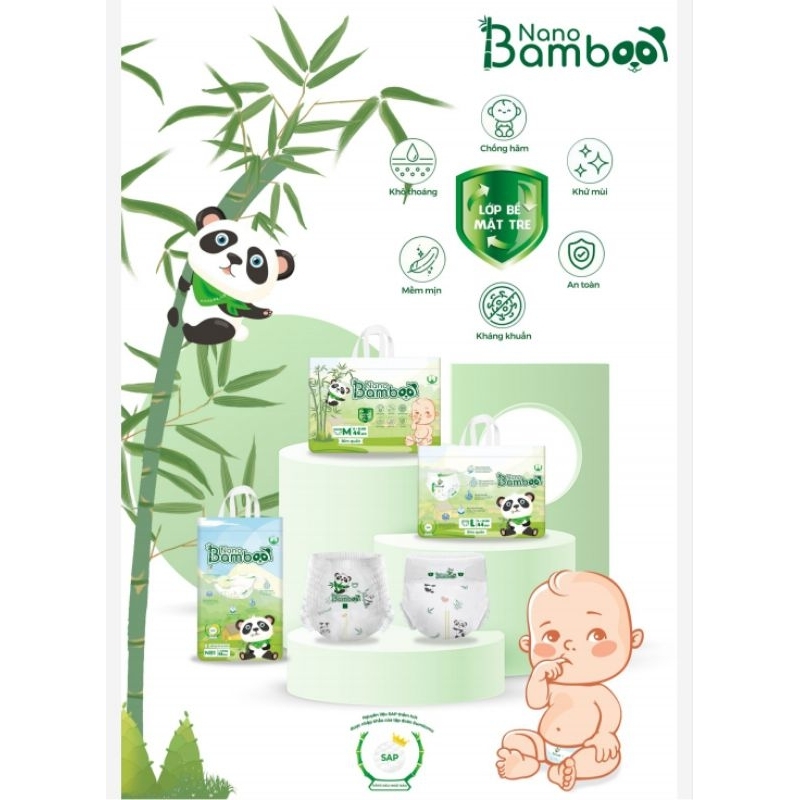 [Chính hãng] Tã Bỉm dán Nano Bamboo size S (4-8kg) (56 miếng)