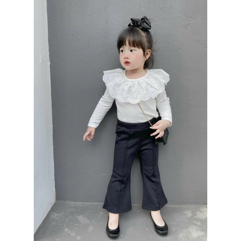 COMBO 2 ÁO TRẮNG DÀI TAY CỔ BÈO CHO BÉ