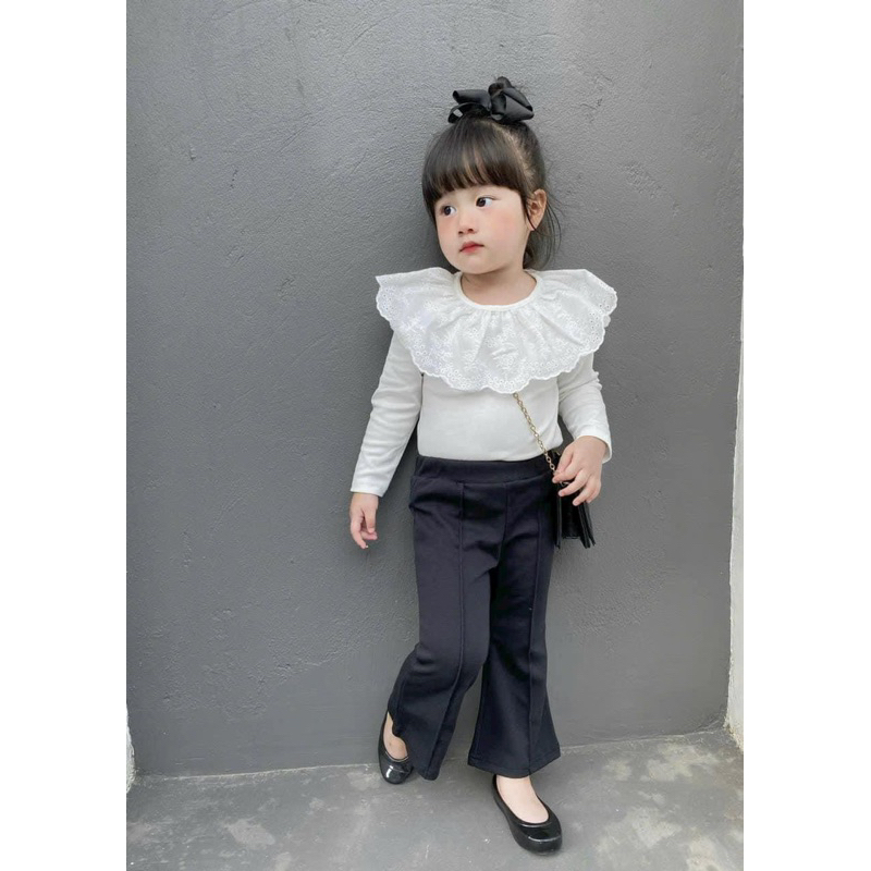 COMBO 2 ÁO TRẮNG DÀI TAY CỔ BÈO CHO BÉ