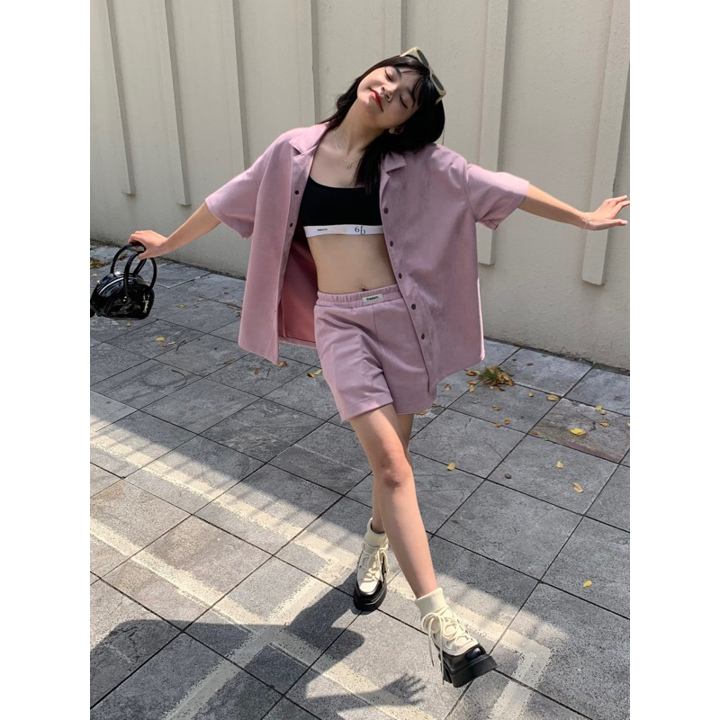 Áo sơ mi oversize 💸FREESHIP💸 da lộn MONEY | Unisex fit từ 40-70kg