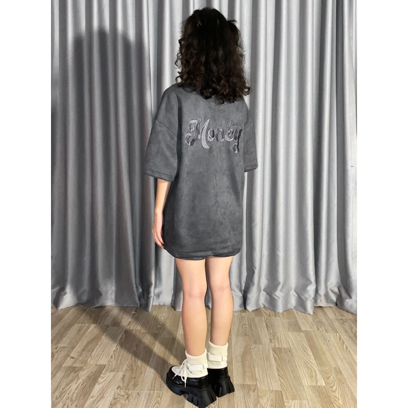 Áo sơ mi oversize 💸FREESHIP💸 da lộn MONEY | Unisex fit từ 40-70kg