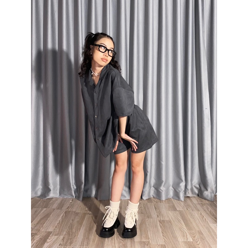 Áo sơ mi oversize 💸FREESHIP💸 da lộn MONEY | Unisex fit từ 40-70kg