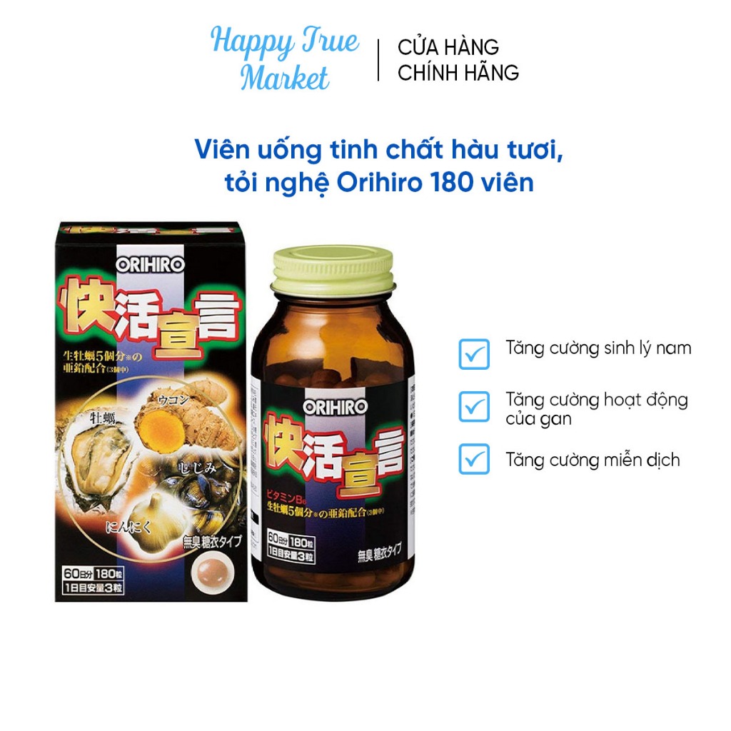 Viên Uống ORIHIRO VIVACITY Nhật Bản Tinh Chất Hàu Tươi, Tỏi Nghệ Tăng Tăng Cường Sinh Lý 180 Viên