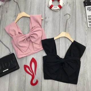 Áo kiểu Croptop có nơ trước ngực sexy phong cách Hàn Quốc AS134