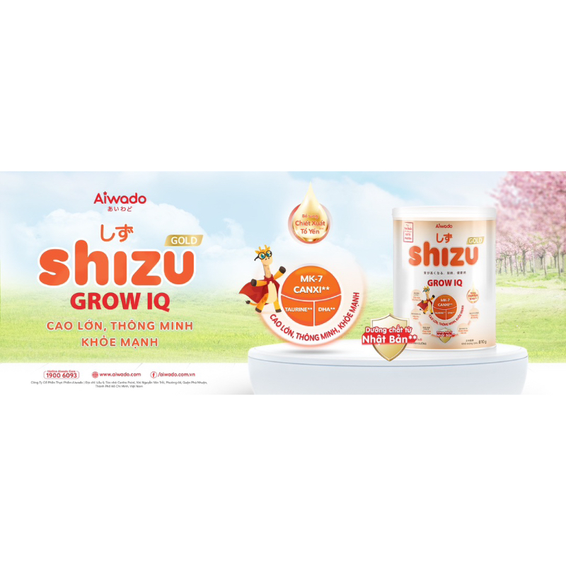 Sữa bột Aiwado Shizu Grow IQ lon 810.Giúp trẻ cao lớn thông minh,khỏe mạnh