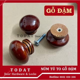 Núm tủ gỗ màu ĐỎ NÂU đậm - Tay nắm núm tủ loại to màu đỏ đậm (có kèm vít)