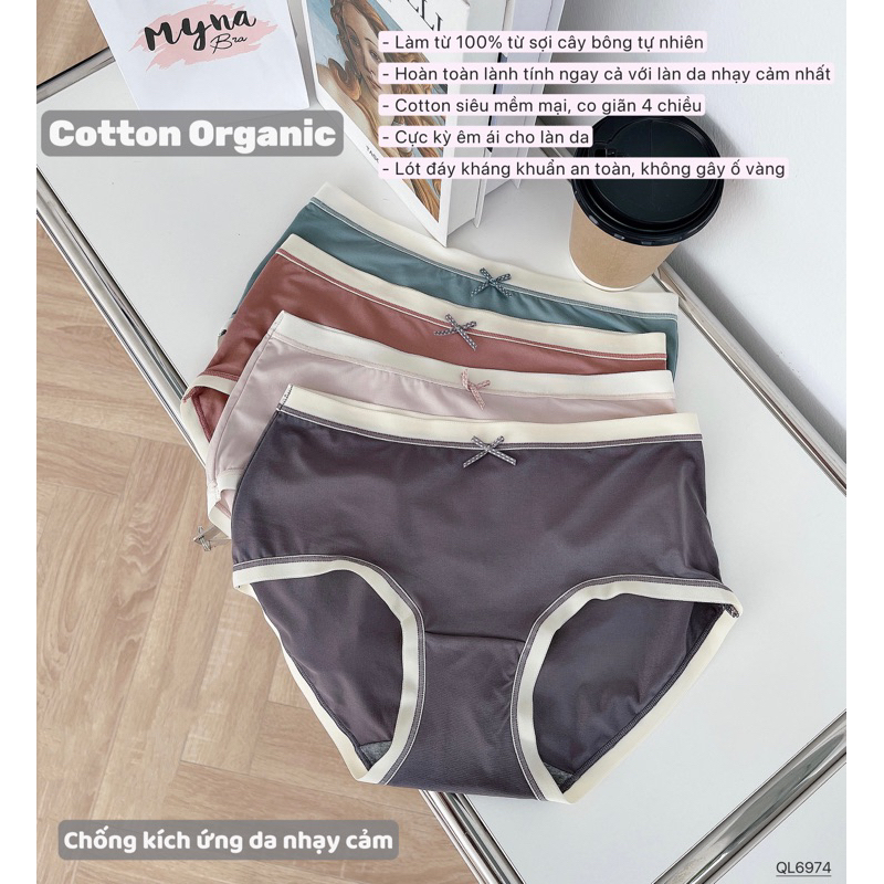 Quần lót nữ Myna Bra chất cotton organic từ sợi cây bông tự nhiên QL6974