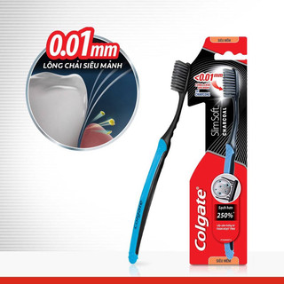 Combo 2 bàn chải đánh răng Colgate SlimSoft Charcoal than hoạt tính siêu mềm