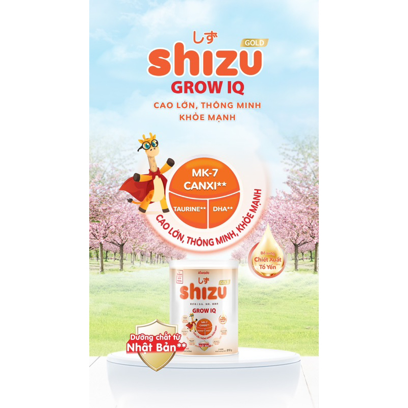 Sữa bột Aiwado Shizu Grow IQ lon 810.Giúp trẻ cao lớn thông minh,khỏe mạnh