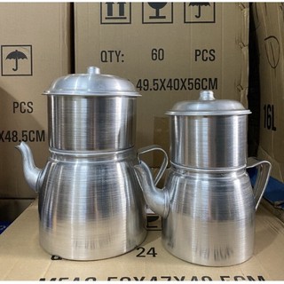 Ấm pha cà phê chất liệu nhôm dày đẹp. phin cà phê nhôm kèm ấm kích thước lớn