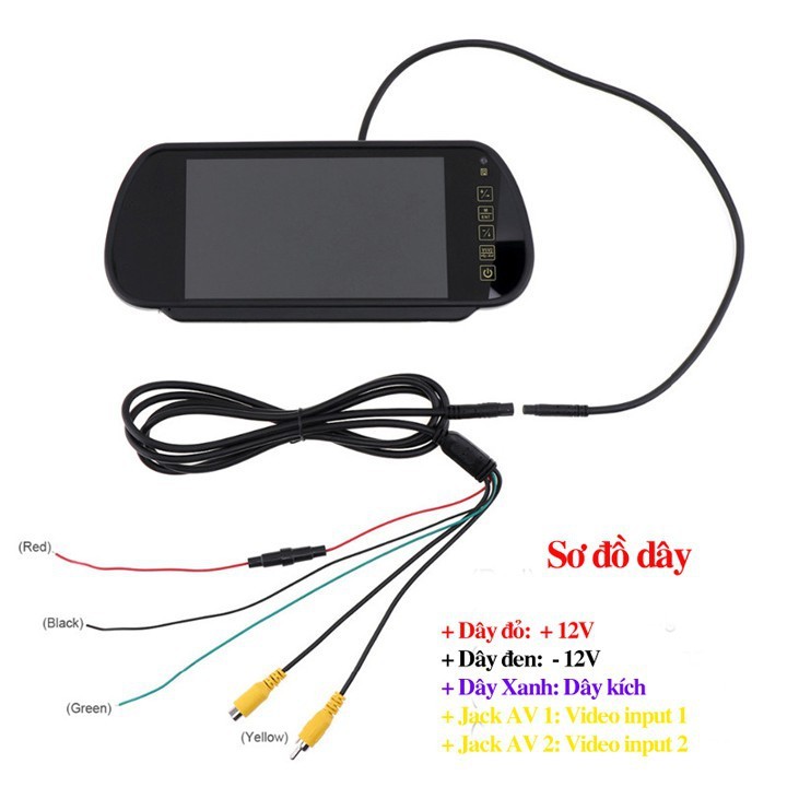 Màn hình gương 7 inch ốp gương + camera lùi chuyên dụng cho Xe tải - Xe công trình