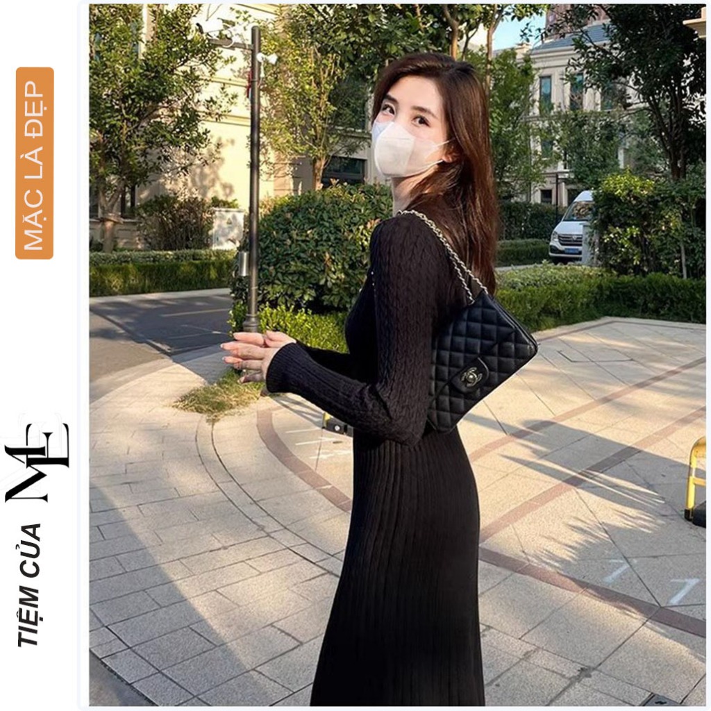 ĐẦM VÁY BẦU THỜI TRANG THU ĐÔNG V6441 DÁNG BODY CHẤT LEN MONGTOGHI QUẢNG CHÂU CAO CẤP MỀM HOT TREND FREESIZE