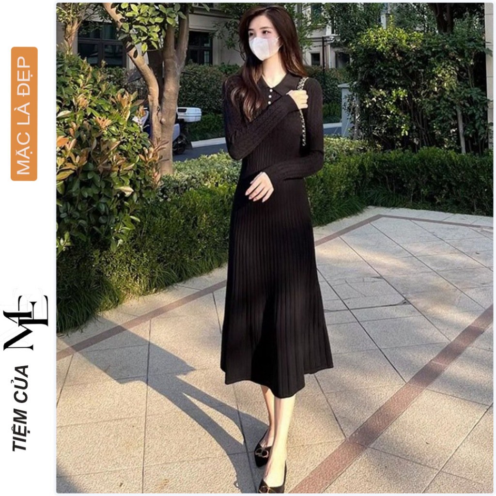 ĐẦM VÁY BẦU THỜI TRANG THU ĐÔNG V6441 DÁNG BODY CHẤT LEN MONGTOGHI QUẢNG CHÂU CAO CẤP MỀM HOT TREND FREESIZE