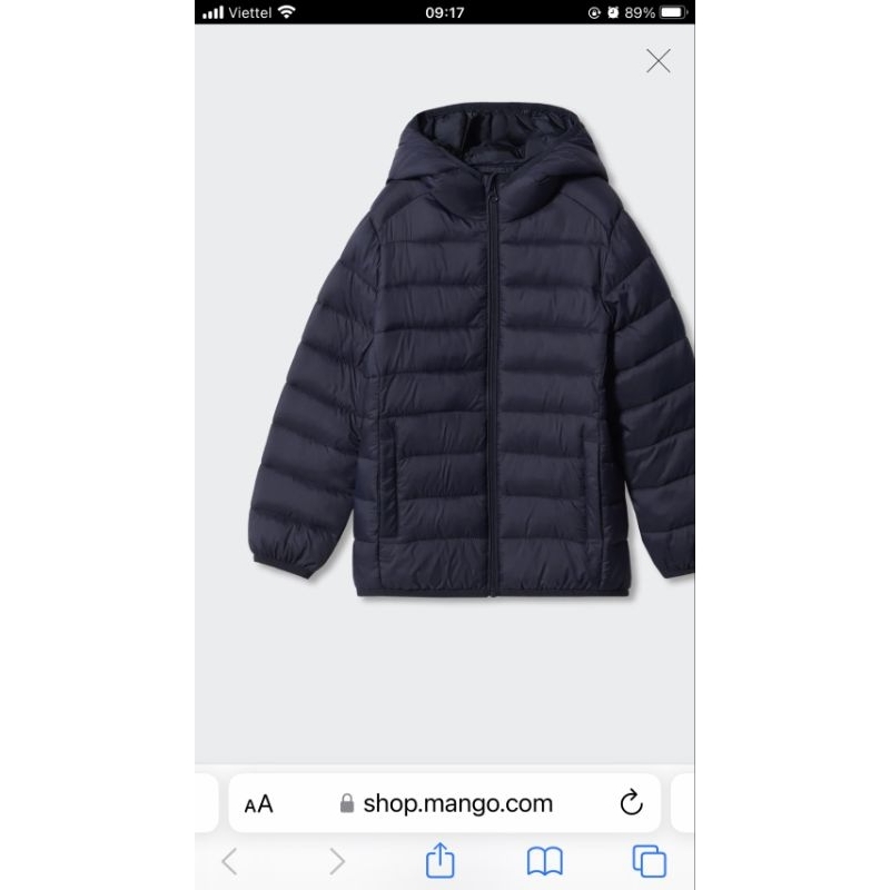 Áo phao bé trai Mango xuất xịn