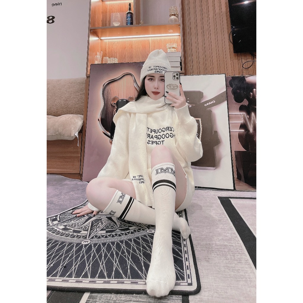 Set 3 món áo len kèm khăn+ mũ như hình, phom giấu quần chất siêu đẹp