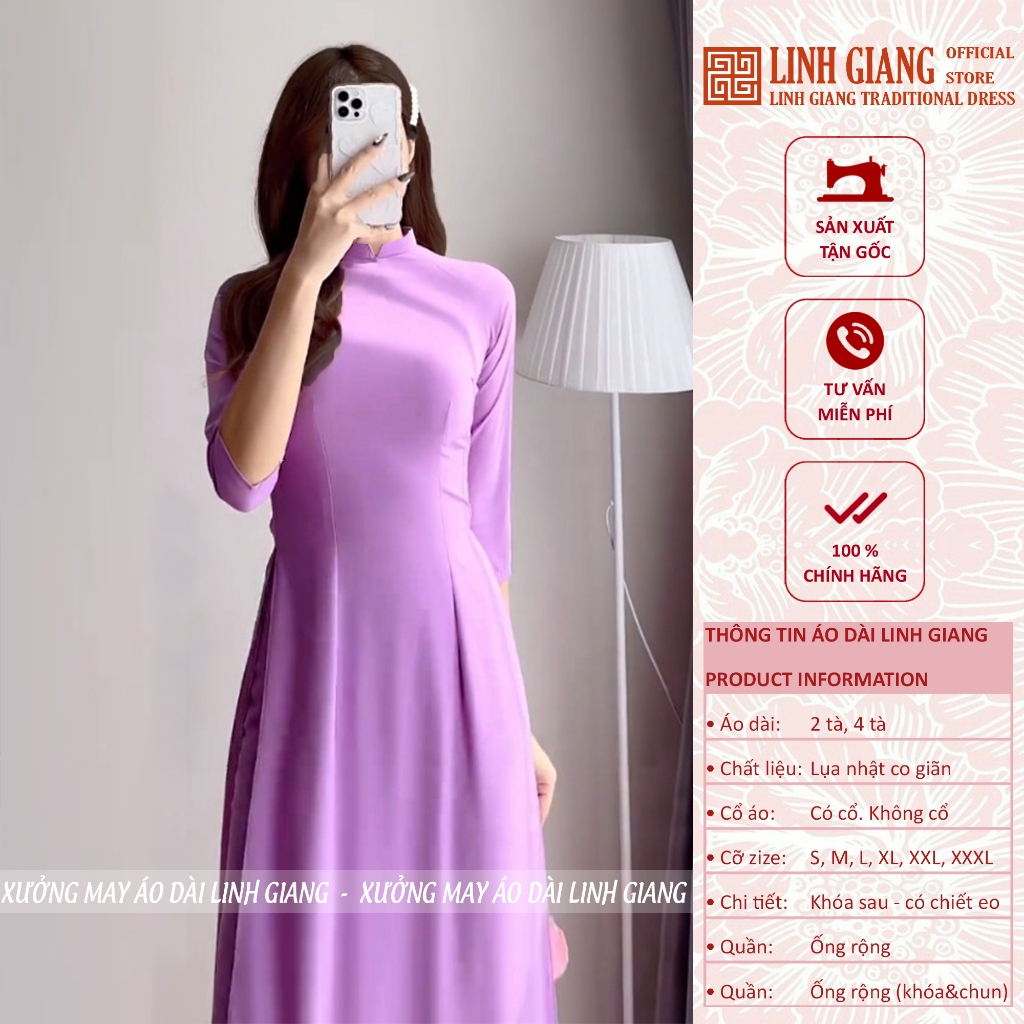 ÁO DÀI TÍM CÀ LỤA NHẬT 2 TÀ,4 TÀ_LINH GIANG