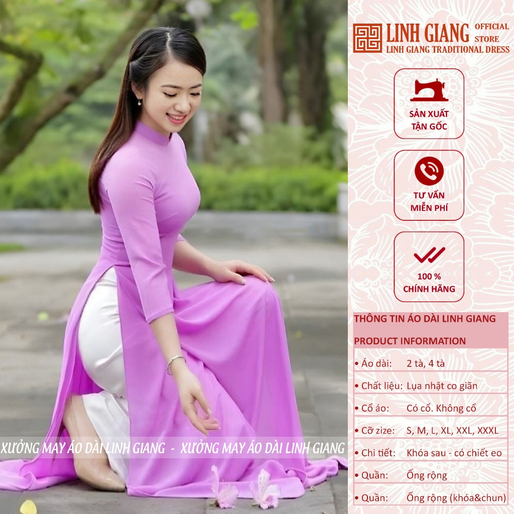 ÁO DÀI TÍM CÀ LỤA NHẬT 2 TÀ,4 TÀ_LINH GIANG