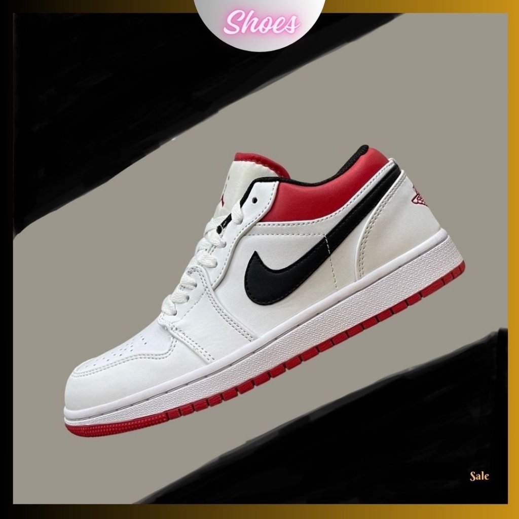 HOT Giày Jordan cổ thấp trắng đỏ, giày jordan 1 low trắng viền đỏ nam nữ bản cao cấp full pkien
