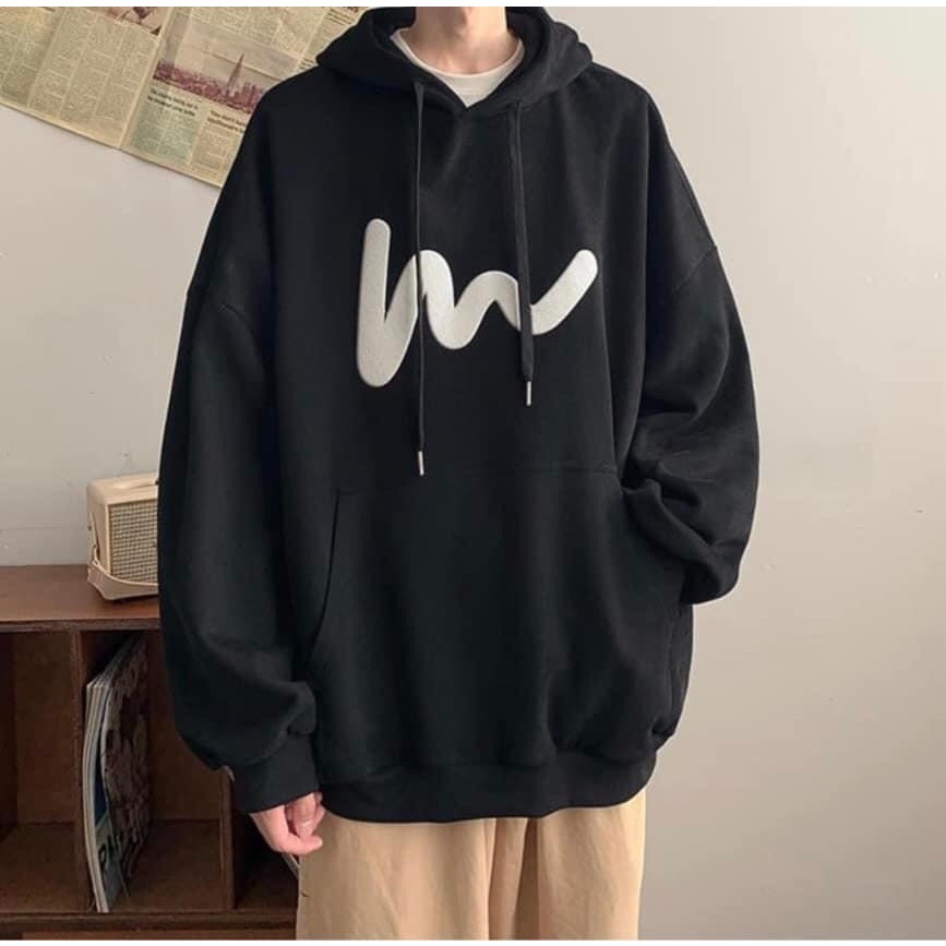 áo hoodie form rộng in hình lượn sóng phong cách unisex