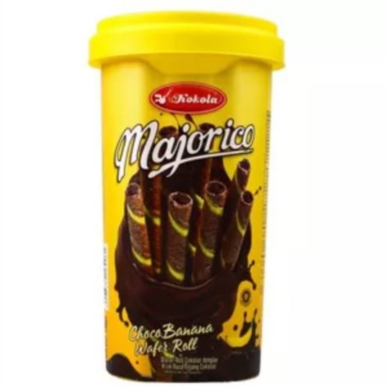 Bánh Quế Chuối Majorico Kokola Choco Banana Wafer Roll Lon 250g