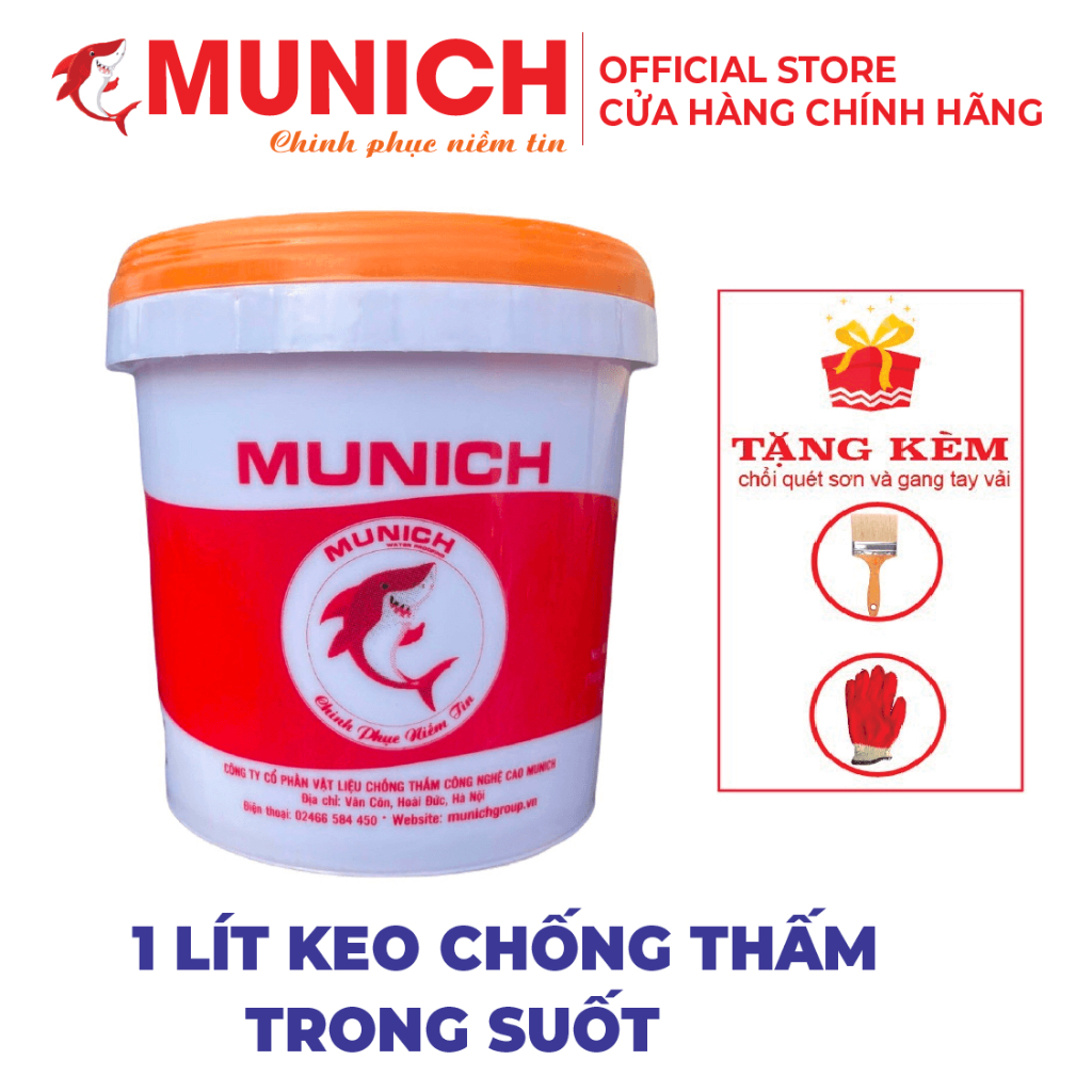 Munich chống thấm PU đàn hồi 500%, chống thấm vết nứt tường nhà nhà, sàn nhà vệ sinh, máng xối, mái tôn