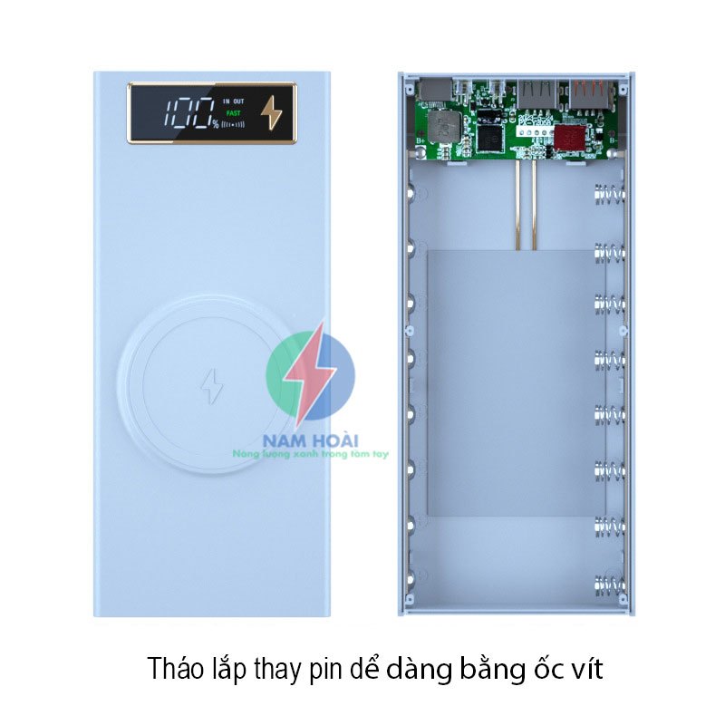 Box sạc dự phòng 8 cell pin 18650 CX8 Sạc nhanh 22.5W và Sạc nhanh không dây 15W nam châm từ tính
