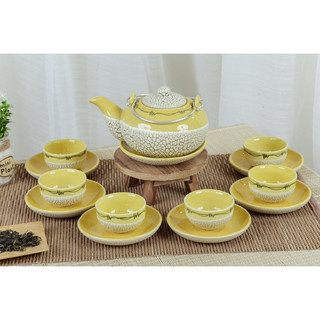 Bộ ấm chén uống trà ấm nhật men rạn dung tích - gốm bát tràng