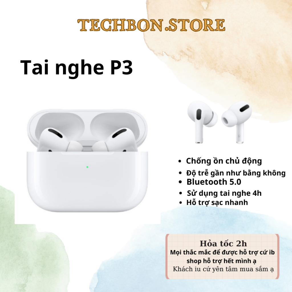 Tai nghe bluetooth P 3 không dây chất lượng âm thanh trầm tích hợp micro đàm thoại Thế Hệ 2023 TH08 TECHBON.STORE